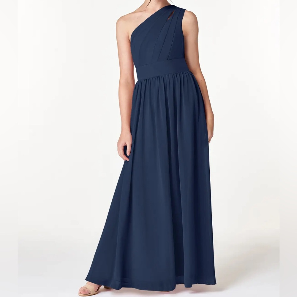 Azazie Elegant One-Shoulder Blue Gown